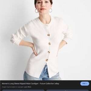 Future Collective Women's White Long Sleeve Cardigan NWT small cottagecore soft